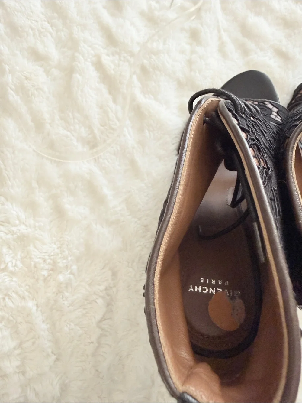 Givenchy Black Lace Open Toe Bootie Heels Pumps 6.5 EU 36.5